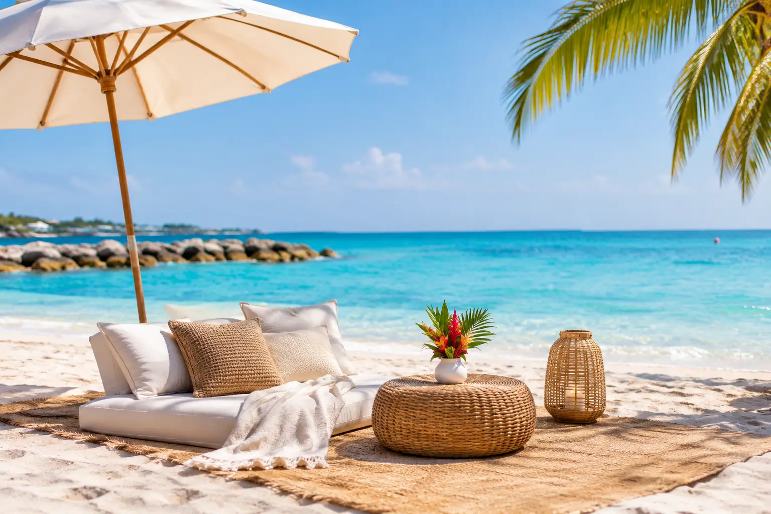 A Styled Beach Setup for Photos in Aruba